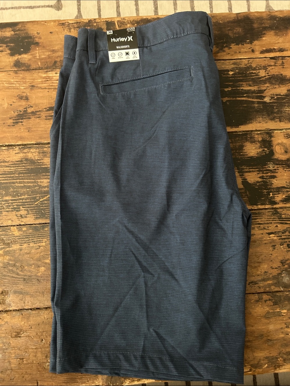 Hurley Men's Dark Blue Flat Front Performance Shorts 36